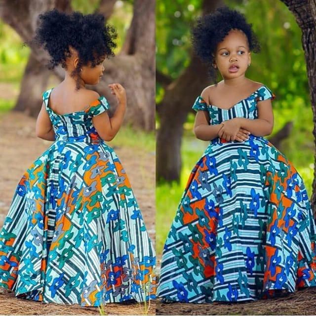 A girl wearing Ankara dress